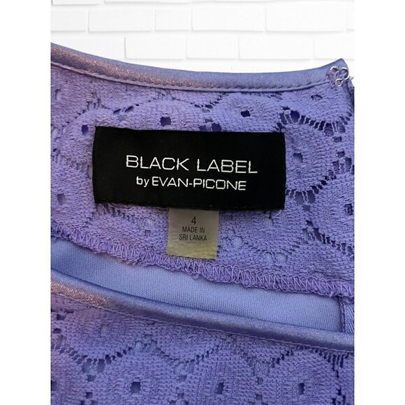 Evan Picone Black Label Women's 4 Dress Short‎ Sleeve Lace Lavender Belt Spring - Picture 5 of 8